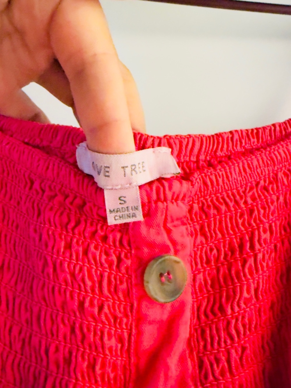 Love Tree Hot Pink Smocked Button-Front Top